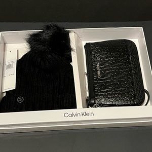 Black Calvin Klein Beanie and Pouch Combo